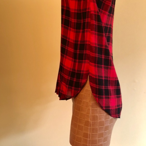 NWOT Mustard Seed Brand Red & Black Plaid Top - Picture 6 of 9